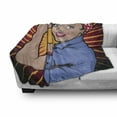 thumbnail image 3 of Feminist Soft Flannel Fleece Blanket, Illustration of Retro Strong Powerful Woman Showing Arm Muscle Vintage Theme Print, Cozy Plush for Indoor and Outdoor Use, 60" x 80", Multicolor, by Ambesonne, 3 of 6