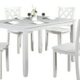 thumbnail image 2 of Benjara Ziko 5 Piece Dining Table Set, 4 Crossed Back Chairs, White Solid Wood, 2 of 5