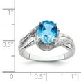 thumbnail image 2 of White Sterling Silver Ring Band Gemstone Diamond Round Swiss Blue Topaz Oval, 2 of 2