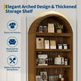 thumbnail image 3 of Kojooin 72" Arched Bookshelf with Storage Drawer, Modern 6-Tier Wood Display Cabinet with Open Shelves and Bottom Drawer, Curved Cabinet Door for Living Room, Dining Room, Kitchen, 3 of 8