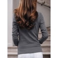 thumbnail image 3 of Weardear Long Sleeve Basic Tops for Women High Neck Slim Fitted T Shirts Solid Color Tight Tee Tops, 3 of 5