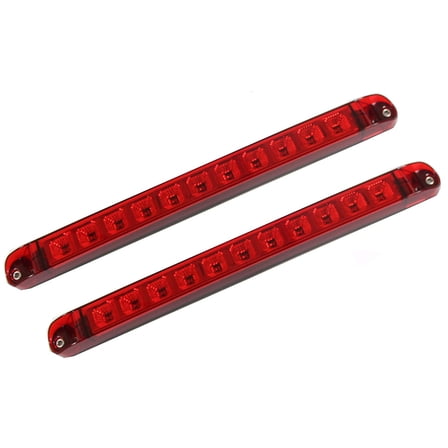 NEW 2 Bright 17" Red Stop Brake Turn Tail Light BAR with Chrome Reflector EHD