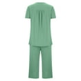 thumbnail image 5 of Viadha Womens Sets 2 Piece Outfits 2PC Women's Solid Color Round Neck Short Sleeve Sleepshirt and Pants Sets Loungewear Pajamas with Pockets on Clearance, 5 of 5