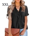 thumbnail image 2 of Guardurnaity Camisa de manga corta para mujer con cuello en V Tops de verano con blusa de encaje Suministros Ropa, zapatos y accesorios Miscelánea Negro XXL, 2 of 6