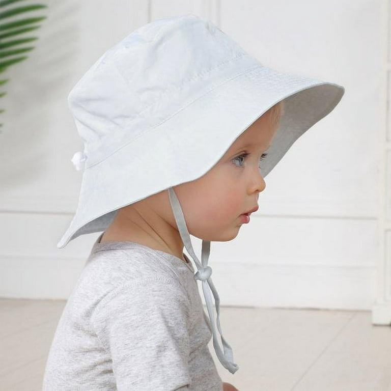 Toddler Beach Hat UPF 50+ Sun Protection Kids Sun Hat Camping Wide Brim  Baby Hats with Mesh Liner Pink White 6-12 Months 