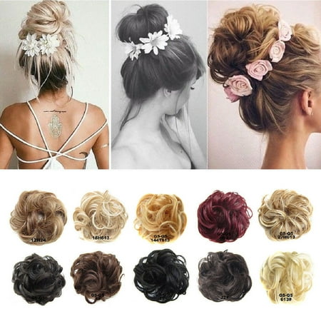 19 Styles Curly Messy Bun Hair Piece Scrunchie Updo Cover Hair Extensions Real as