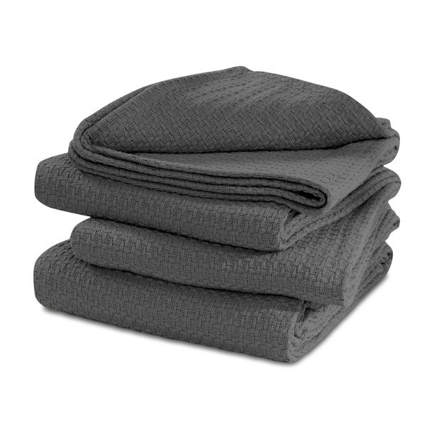 100 Cotton Basket Weave Thermal Bed Blanket Breathable Super Soft Layering All Season Light