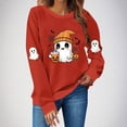 thumbnail image 2 of VKOYWKM Halloween Sweatshirts Women Sweatshirt Crew Neck Long Sleeve Fall Pullover Tops Cute Ghost Graphic Halloween Sweater, 2 of 4