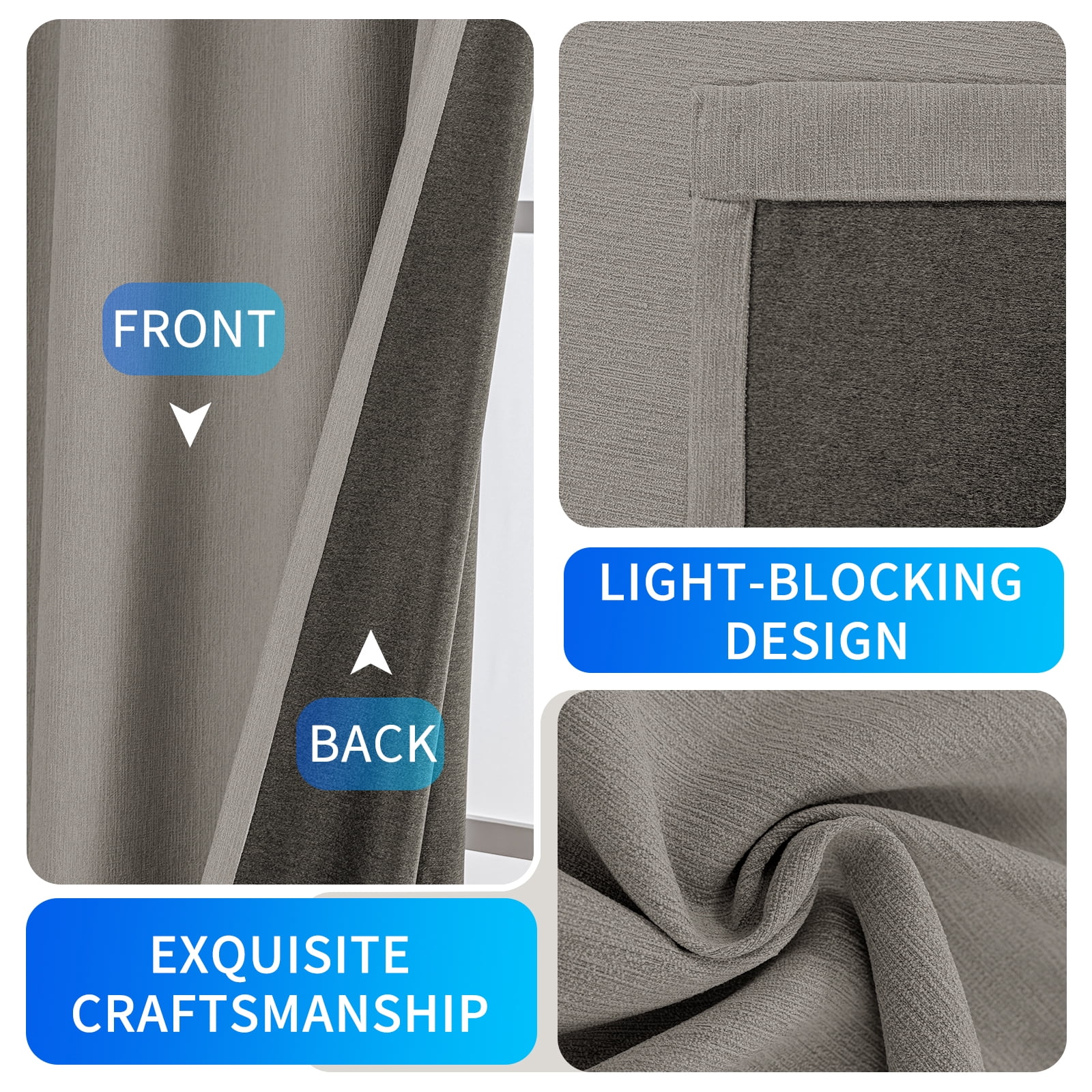 JIATER Blackout Curtains,Blackout Curtains Set of 2 for Bedroom Living Room 52 x 72 in,Thermal Insulated Room Darkening Drapes with Grommet,Coffee