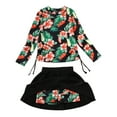 thumbnail image 1 of Kid Girl Swimwear Rash Guard Set Ruffle Sun Protection Long Sleeve Bathing Suit 7-8 Years, 1 of 7