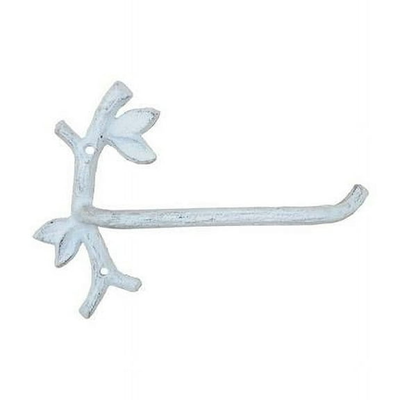 Handcrafted Model Ships K-9229-W 9 in. Whitewashed Cast Iron Leaf Branch Toilet Paper Holder