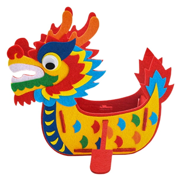 Kit de manualidades de fieltro 3D DIY de Dragon Boat, paquete de material no tejido, manualidades para vacaciones Amarillo
