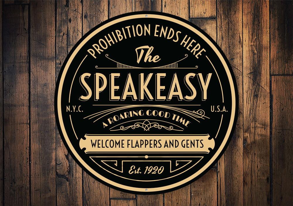 The Speakeasy Bar Novelty Decor, Metal Wall Sign - 12 Circle