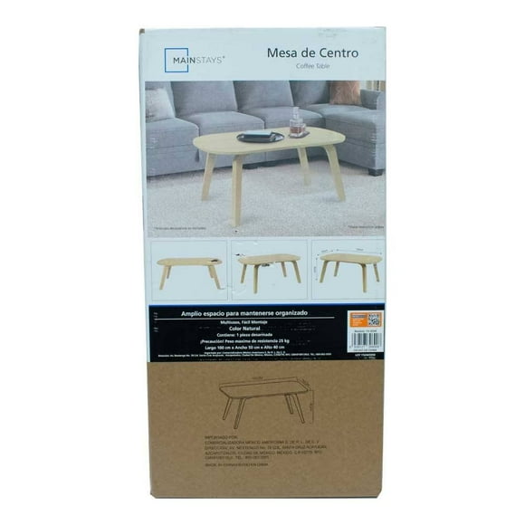 Mesa de Centro Mainstays Amplia Multiusos y Fácil Montaje Madera