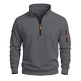 thumbnail image 6 of Wutalume Men's Fleece Round Neck Pullover, Solid Color Stand Collar Hoodie Style Top, Warm Casual Sweatshirt for Fall Winter and Lounging,Dark Gray 3XL, 6 of 6