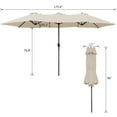 thumbnail image 7 of Lacoo 15 Ft Beige Patio Double Sided Outdoor Twin Table Umbrella Rectangular Large Market Umbrella with Crank for Patio Shade Outside Deck or Pool, 7 of 7