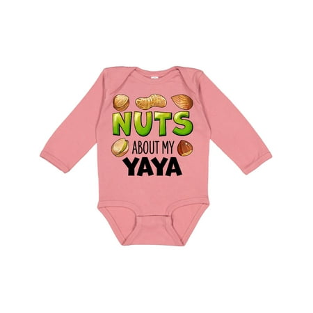 

Inktastic Nuts About My Yaya Peanut Almond Pistachio Gift Baby Boy or Baby Girl Long Sleeve Bodysuit