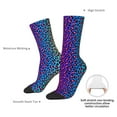 thumbnail image 4 of Xecao Leopard Neon Rainbow Gradient Pattern Sport Socks for Women and Men Crew Socks Sporty Calf Socks Casual Socks, 4 of 6