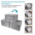 thumbnail image 4 of Cajas de Almacenamiento,3pcs Cajones Organizadores con tapa y asas,Closet Organizador de Ropa de Tela Plegables con Tapas,Cestas de Lino Cubo para Dormitorio,Oficina para ropa,juguetes,libros(gris), 4 of 7