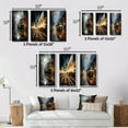 thumbnail image 4 of Designart "Train Misty Morning Painting II" Modern Wall Art Set Of 3 - Yellow Train Gallery Wall Set For Home Decor, 4 of 6