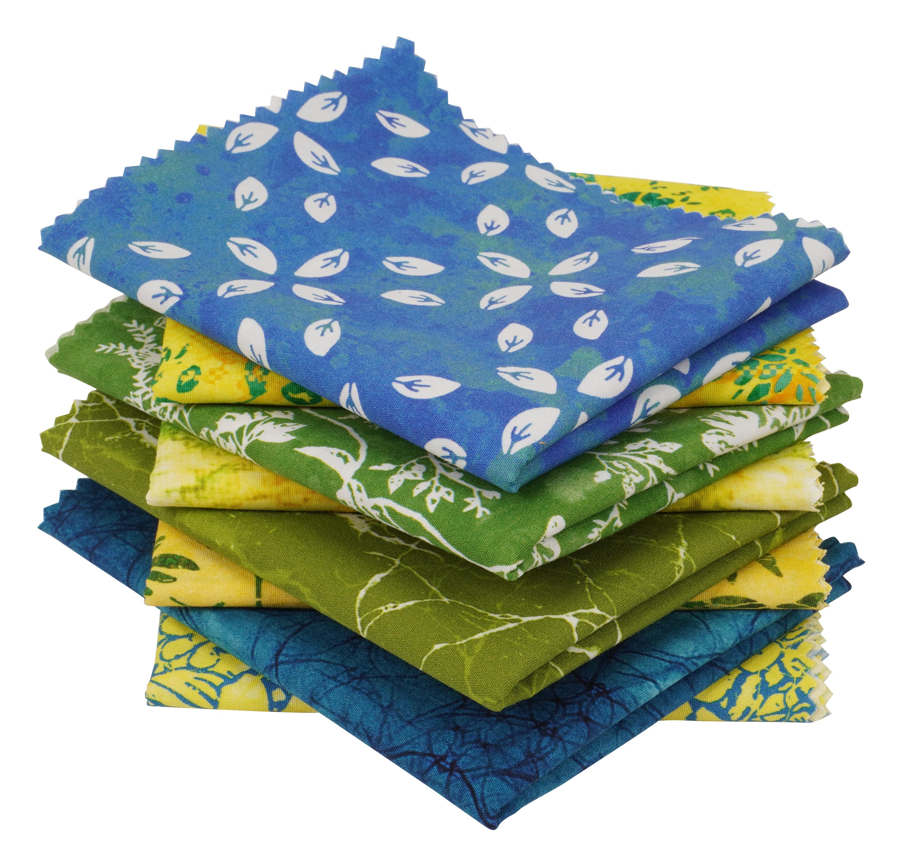 Soimoi 8 Pc Fat Quarter Bundle,BatikPrint 18"x 22"DIY Patchwork-100% CottonPre-Cut Quilting Fabric Green, Blue & Yellow