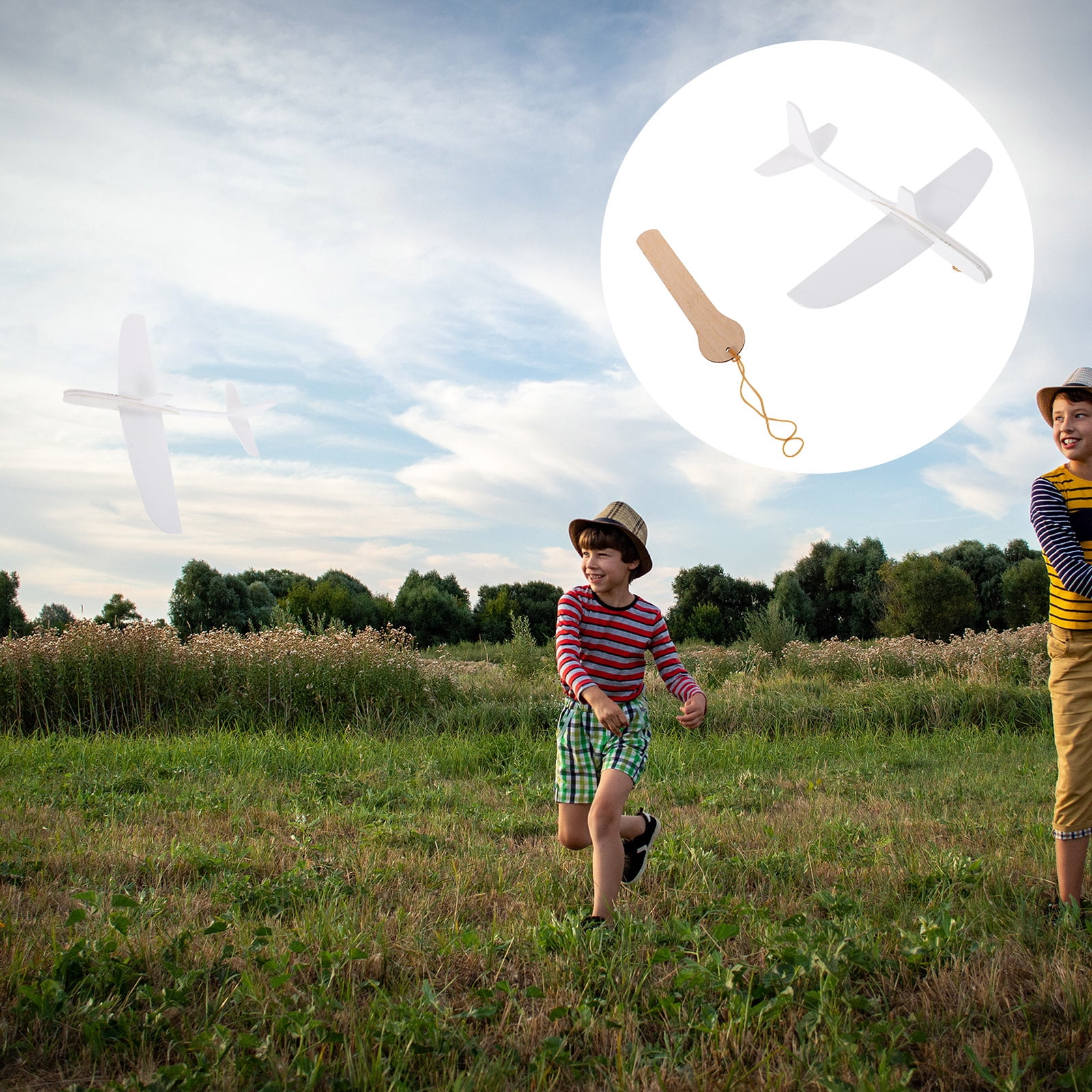Dayesque White Foam Airplane Toy for Kids, Paintable Lightweight Glider Plane, Easy to Throw Flying Foam Toy