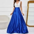 thumbnail image 2 of Pisexur Robes pour Femmes Col en V Sans Manches Robes de Cocktail pour Femmes Tunique à Bretelles Robe Maxi Fluide Robe de Bal de Promo Robe de Fête Mode Couleur Patchwork Longues Robes de Retour à la Maison, 2 of 8