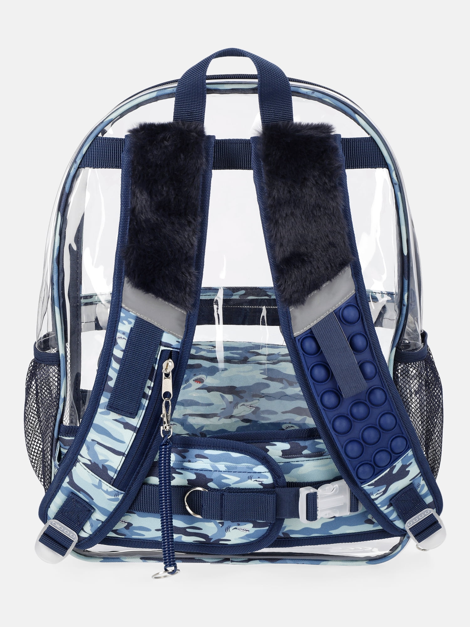 Wonder Nation Kids' Clear Shark 17" Sensory Backpack and Lunch Tote Set, 2-Piece, Blue