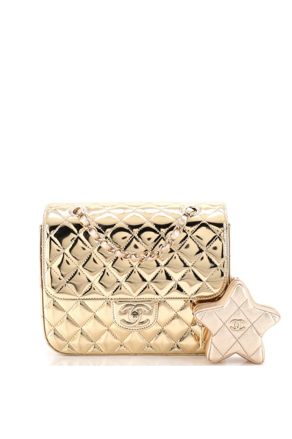 Pre-Owned Hollywood Boulevard Backpack with Star Coin Purse Quilted Metallic Leather By Rebag