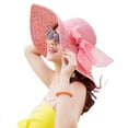 thumbnail image 2 of ZQUUVOU Women's Beach Straw Hat Big Wide Brim UV Protection Summer Vacations Packable Foldable Sun Hats Pink, 2 of 4