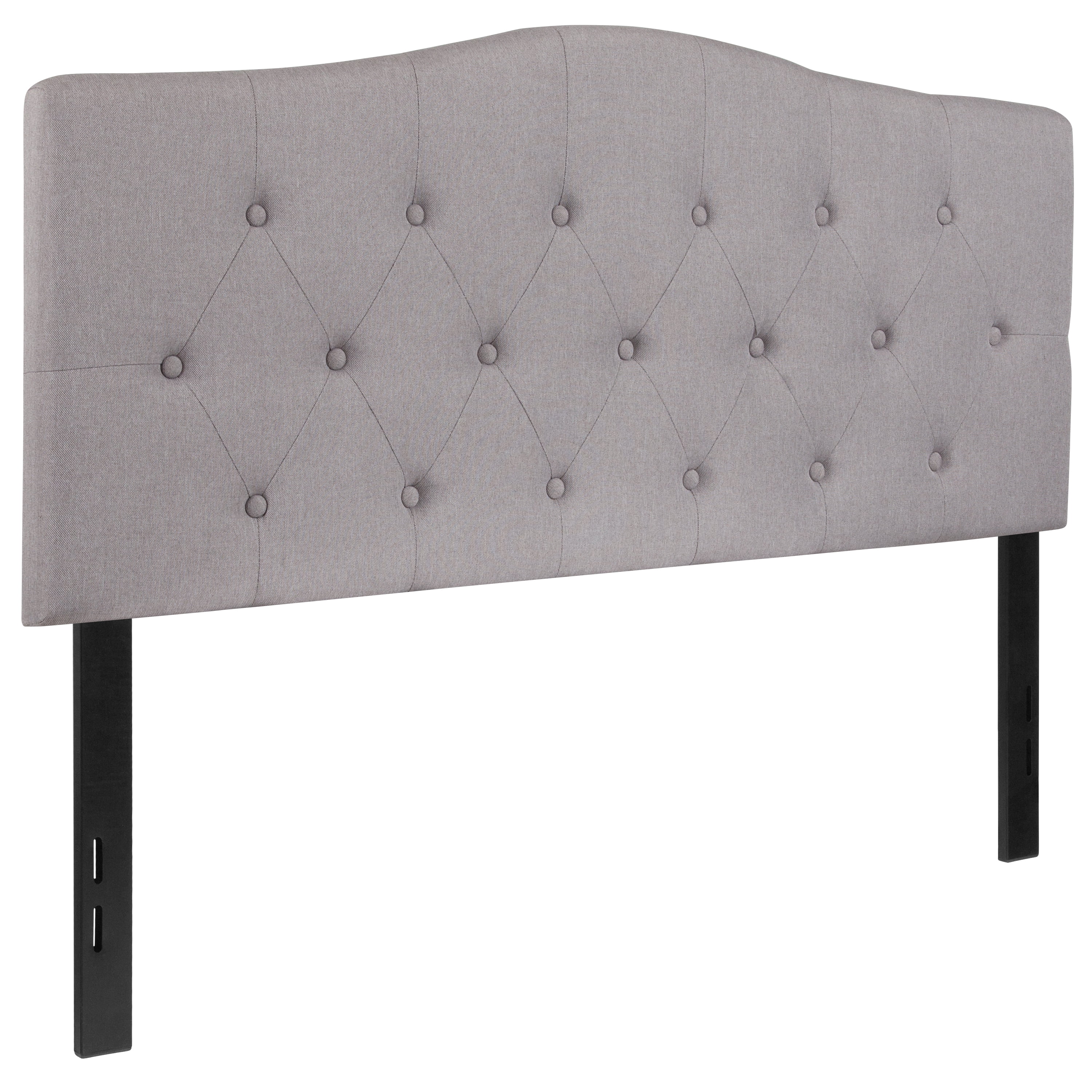 Emma + Oliver Arched Button Tufted Full Size Headboard in Light Gray Fabric