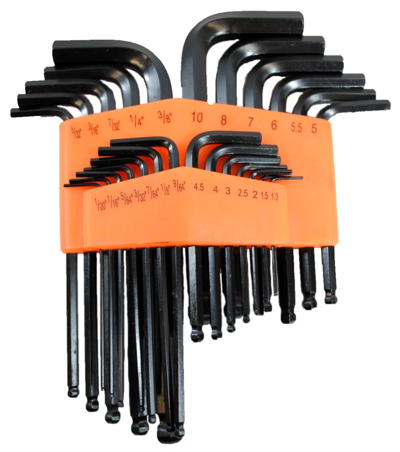 25 Pc Hex Key Allen Ball Point End SAE and Metric Driver Wrench Set