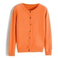 thumbnail image 3 of Women's Cardigan Sweater Crew Neck Button Collar Knit Cardigan Sweaters (Orange M), 3 of 4