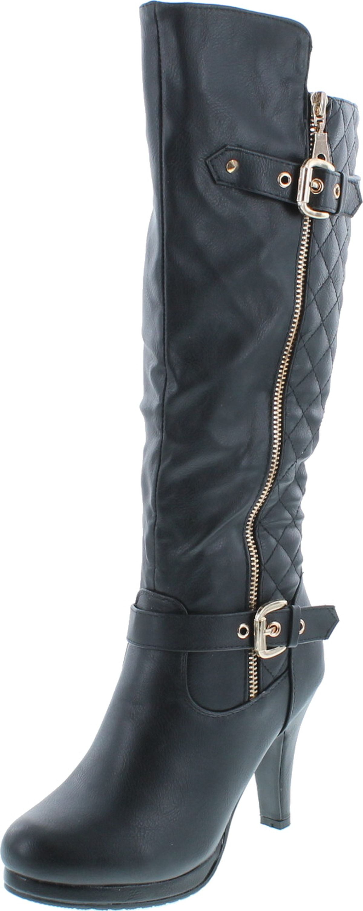 Top Moda - TOP Moda Win-6 Women's Quilted Knee-High Stiletto Heel Platform Boots - Walmart.com 