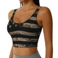 thumbnail image 2 of Goofa American Flag with Desert Camouflage Printed Sports Bras for Women, High Impact Running Bra Workout Crop Tank Tops Longline Sports Bra Push up-, 2 of 9