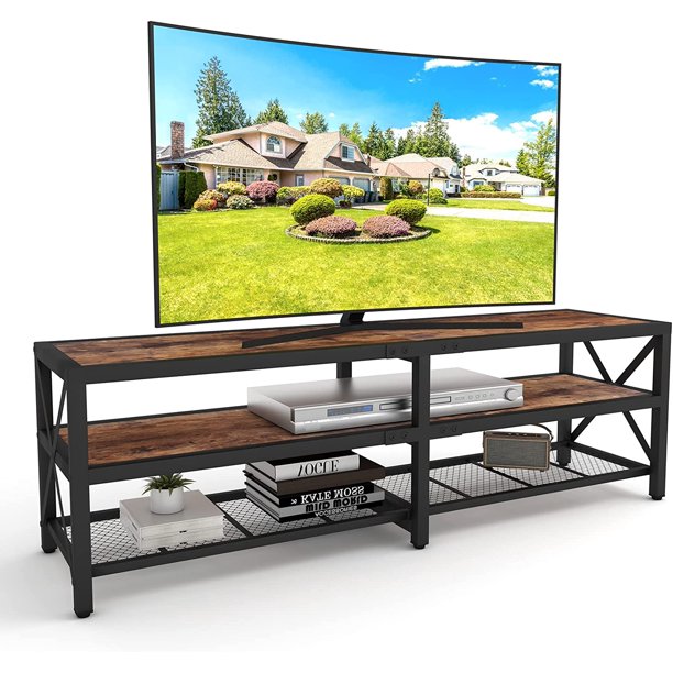 TV Stand for TV up to 75 Inches, Entertainment Center with 3 Tier Open Shelves