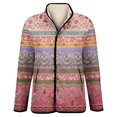 thumbnail image 5 of Wutalume Women's Floral Print Stand Up Collar Pleated Cotton Long Sleeved Button Cotton Jacket, Elegant Pattern, Comfortable Fit, Ideal for Spring and Fall Fashion,Purple Pink L, 5 of 5