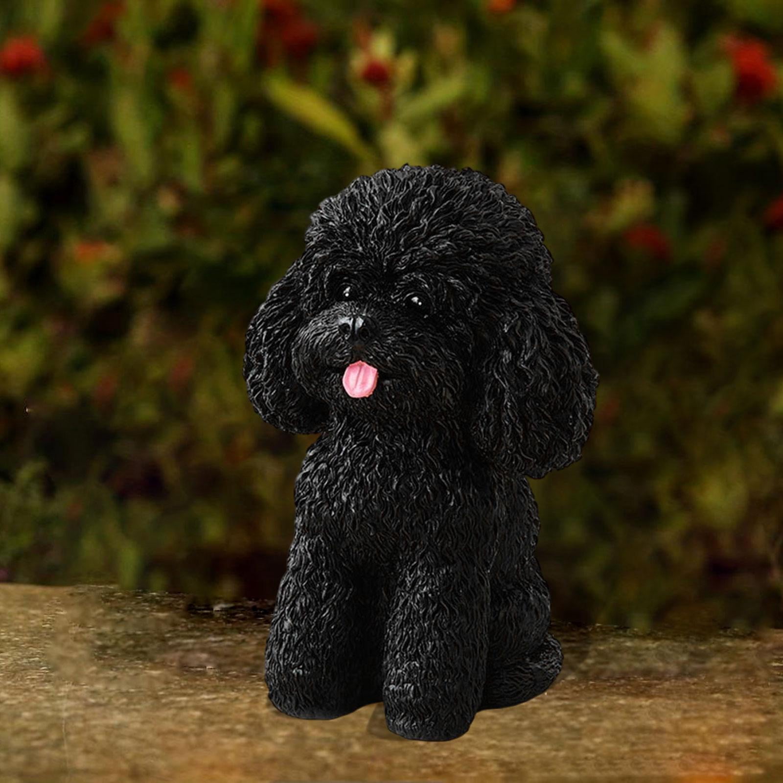 Fancyes Seating Dog Statue Inner And Outdoor Decoration Home Decoration Collections Garden Puppy Sculpture for Entrance Farmhouse Black