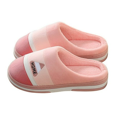 

CoCopeanut Classic Men Slippers Winter Warm Cotton Slippers For Men Home Wear-Resistant Stripe Non-slip Indoor Slides Couple Women Shoes