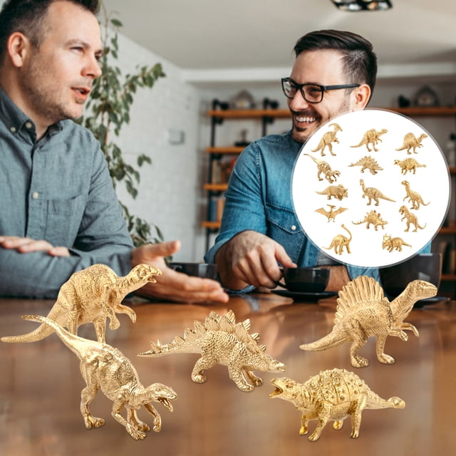 Juego de modelos de dinosaurios Wmkox8yii edición dorada decoración 14 Uds