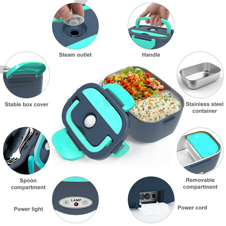 COCOBELA Electric Lunch Box Food Heater 2-In-1 Portable Food Warmer Lunch  Box for Car & Home – Leak Proof, 2 Compartments, Removable 304 Stainless