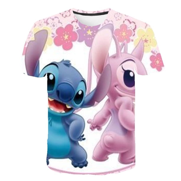 Boys Disney Stitch T Shirt Girls Kids Children Tops Tshirt Short Sleeves Summer Stitch Clothes Print Cartoon Tee Child Clothing8T Gao Jinjia LED