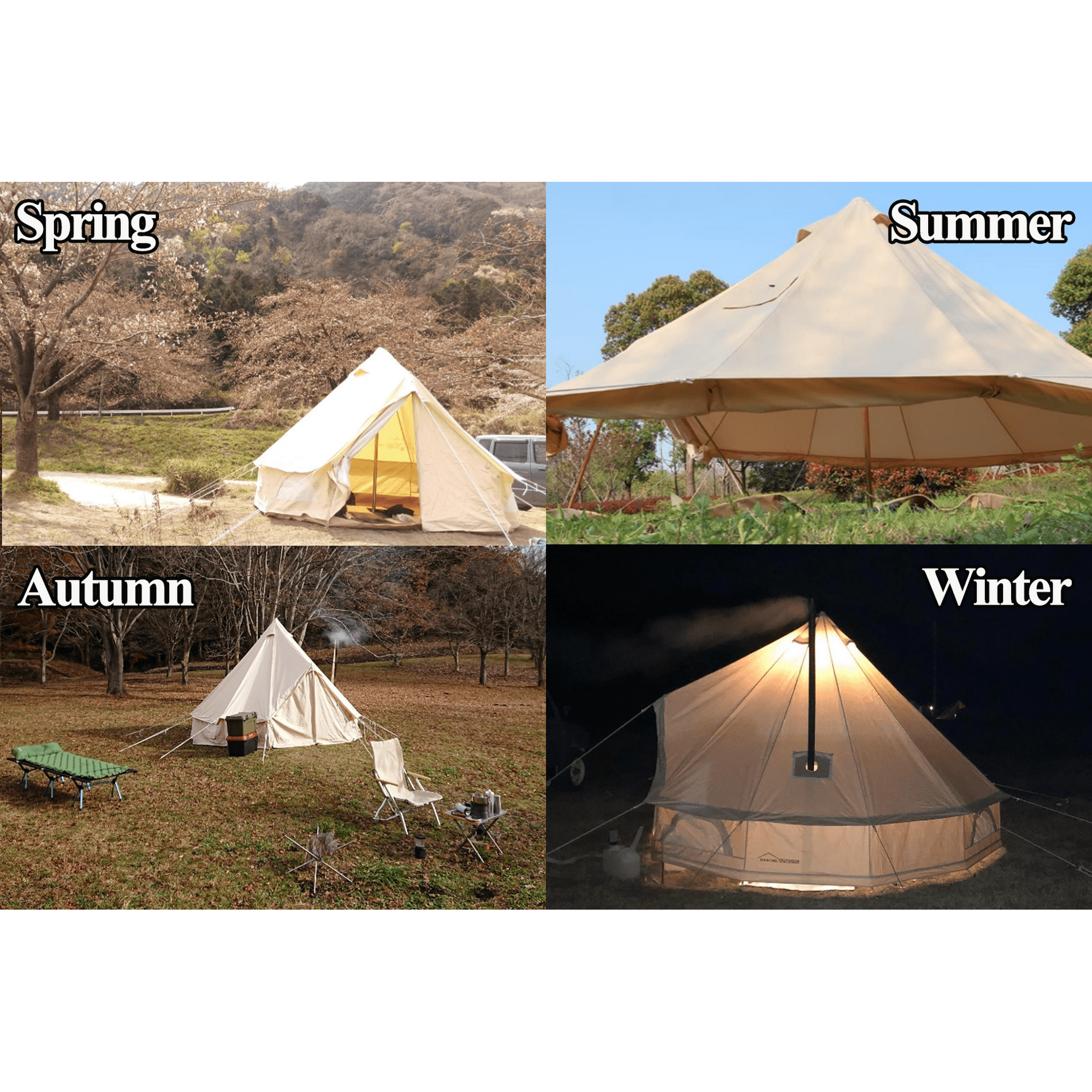 ベルテント danchel outdoor DANCHEL 4 Season Canvas Tent with Stove Jack Camping for 4 Person