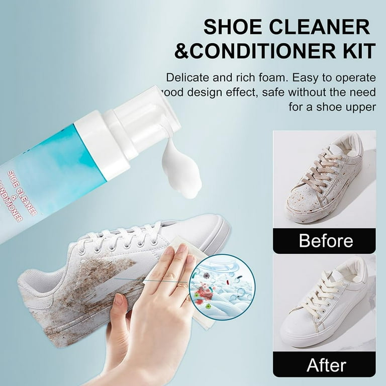 Xerdsx Shoe Cleaner & Conditioner Kit, FC150 Shoe Cleaner Foam Kit, White Shoes Multifunctional Foam Cleaning Spray, Shoe Stain Remover with Hair