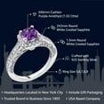 thumbnail image 2 of Gem Stone King 925 Sterling Silver Purple Amethyst and White Created Sapphire Women Engagement Ring (1.55 Ct Cushion 6MM, Gemstone Birthstone, Available in Size 5, 6, 7, 8, 9), 2 of 5