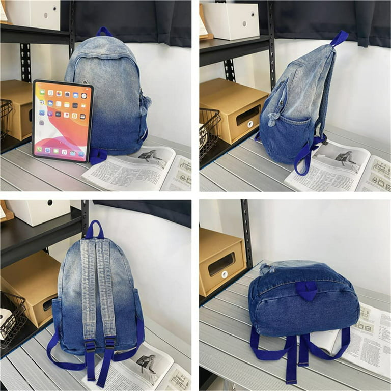 Blue Denim Women's Bag Adjustable Strap Jeans Messenger Bag Y2K