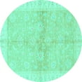 thumbnail image 1 of Ahgly Company Indoor Round Oriental Turquoise Blue Traditional Area Rugs, 5' Round, 1 of 4