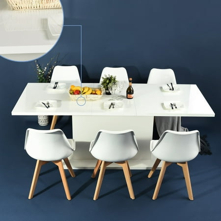 Storage Dining Set HOMYCASA Kitchen Dining Table Extending 4-8 Seaters Wooden Rectangular Modern Kitchen Table With Storage Space ()