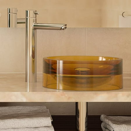 Decolav Counter Lavatory Sink - DecoLav Lana Incandescense Plastic Circular Vessel Bathroom Sink
