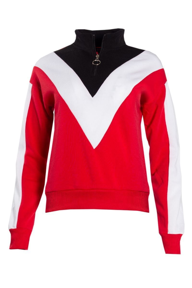 red zip sweatshirt